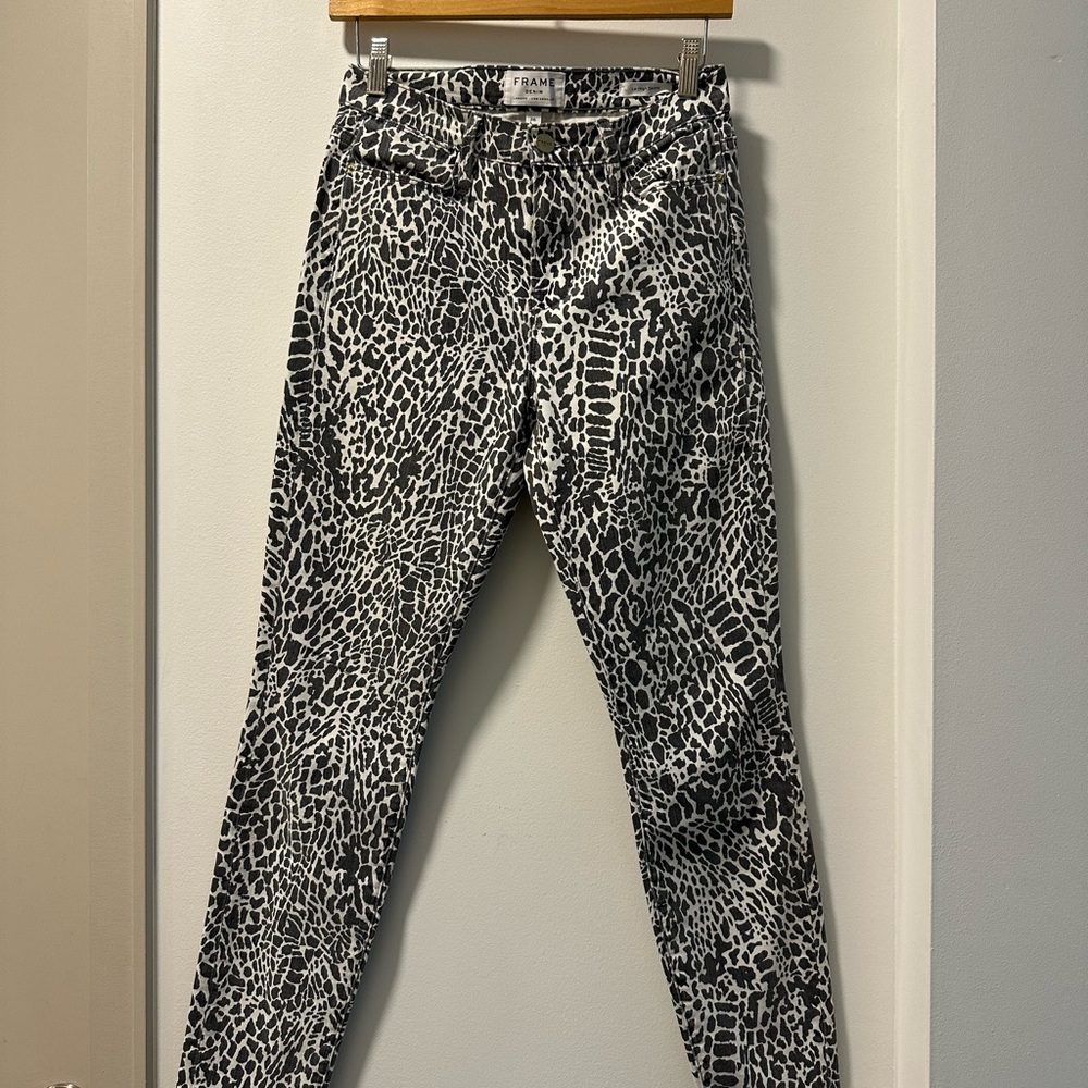 Frame Denim Black and White Skinny Jeans